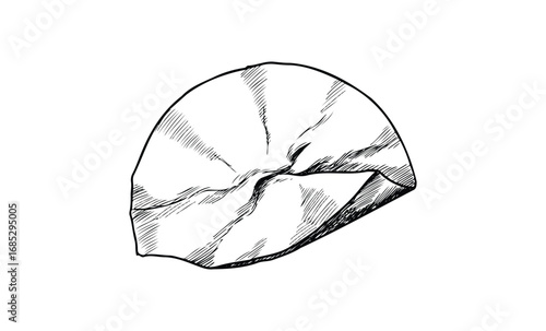 Detailed line art of a crumpled paper sheet. Vector retro hand drawn illustration