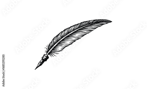 Vintage quill illustration. Vector retro hand drawn illustration