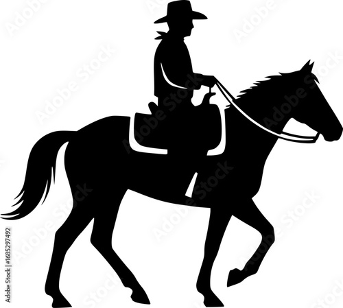 Cowboy silhouette, Сowboy svg, Cowboy clipart, Horse cowboy silhouette, Cowboy vector illustration.