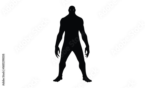 Silhouette of a male figure with distinctive claws. Vector retro hand drawn illustration