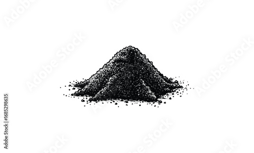 Detailed black pepper pile. Vector retro hand drawn illustration