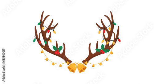 Festive Reindeer Antlers with Lights and Bells.