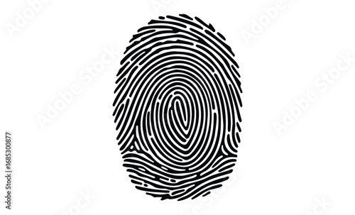 Detailed black fingerprint pattern. Vector retro hand drawn illustration