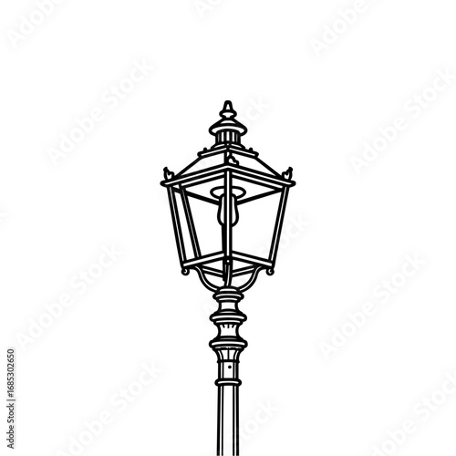 Street Lamp Vintage Style for Urban Lighting Line Art Vector