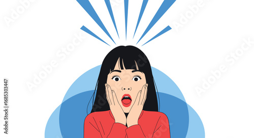 Shocked woman expressing surprise with wide eyes and open mouth