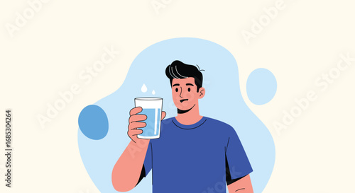 A man enjoys a refreshing glass of cold water on a warm day