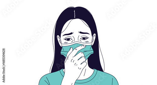 Woman wearing a face mask to protect herself from sickness and air pollution