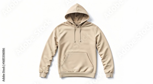 Beige hoodie with hood and front pocket for casual wear.