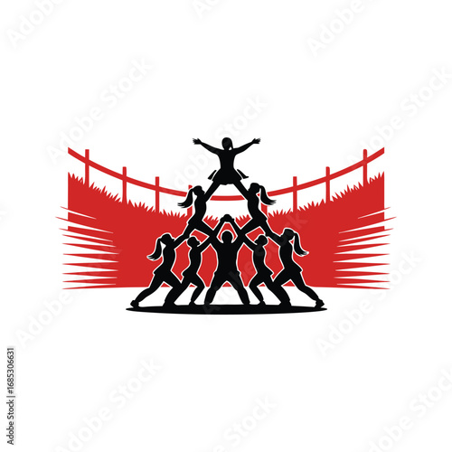 Cheerleading Pyramid Silhouette Teamwork and Athleticism

