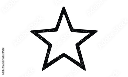 Black hand-drawn star outline. Vector retro hand drawn illustration