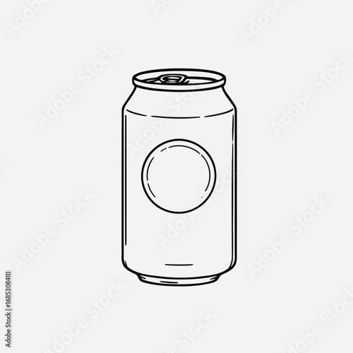 One single empty green glass bottle, can, and transparent jar are isolated vector illustrations of beverage containers with a blank lid