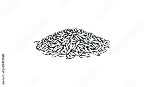 Sketch of a pile of rice grains. Vector retro hand drawn illustration