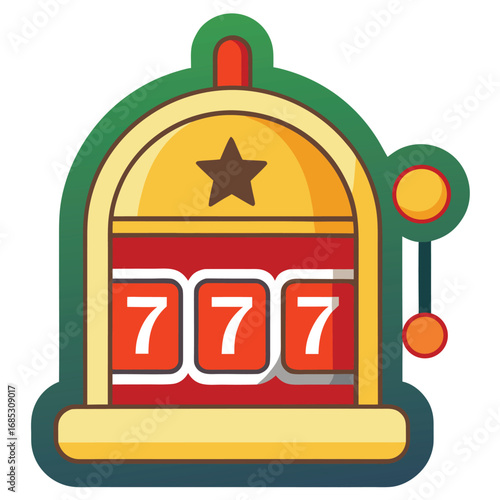 Vector slot machine icon with 777 display