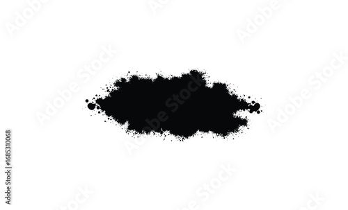 Black ink blot splash on white background for abstract art and design. Vector retro hand drawn illustration