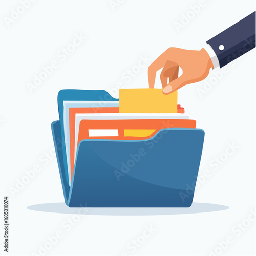 Hand Placing Document In Folder