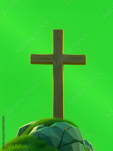 cross animation on green screen