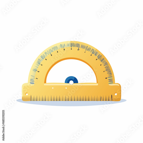 Yellow Protractor On White Background