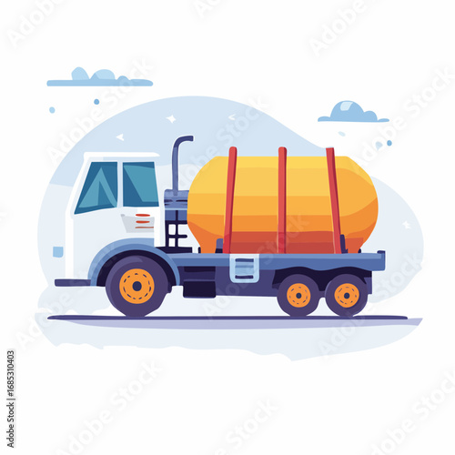 Simple Flat Tanker Truck Illustration