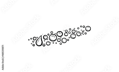Whimsical abstract line art of interconnected bubbles and droplets. Vector retro hand drawn illustration