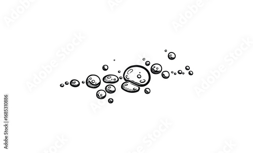Hand-drawn ink bubbles floating. Vector retro hand drawn illustration