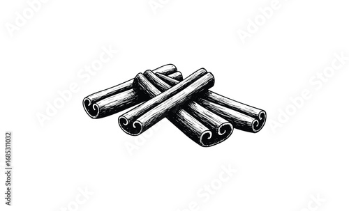 Hand-drawn cinnamon sticks illustration. Vector retro hand drawn illustration