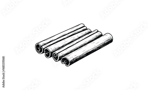 Hand-drawn cinnamon sticks illustration. Vector retro hand drawn illustration