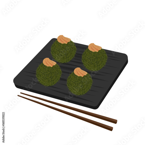 Vector Illustration Logo Clipart Gamtae Rice Balls with Pollack Roe