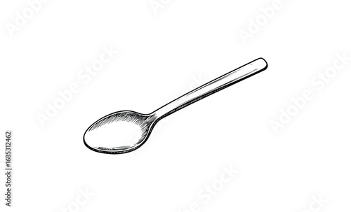 Hand-drawn black and white spoon illustration. Vector retro hand drawn illustration