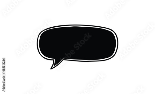 Blank speech bubble with black outline. Vector retro hand drawn illustration