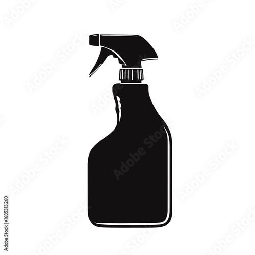 Blue cleaning spray bottle with a plastic sprayer, isolated on a white background