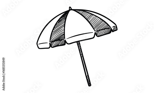 Vintage hand-drawn beach umbrella illustration. Vector retro hand drawn illustration