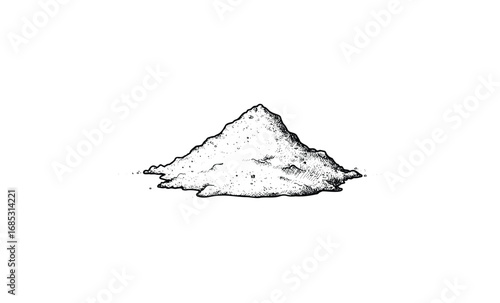 Hand-drawn sketch of a powder pile. Vector retro hand drawn illustration
