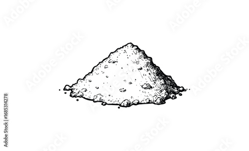 Detailed sketch of a sand pile. Vector retro hand drawn illustration
