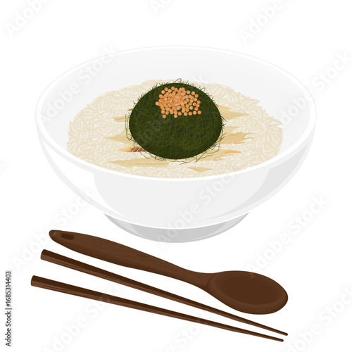 Vector Illustration Logo Clipart Gamtae Rice on a Bowl