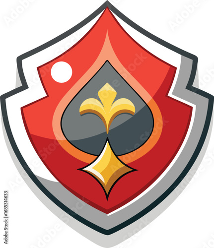 Vector shield icon with spade and fleur-de-lis