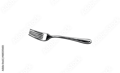 Monochrome drawing of a fork. Vector retro hand drawn illustration