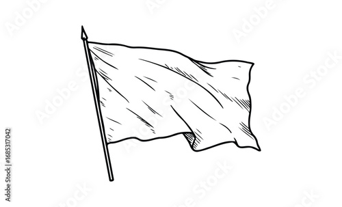 Hand-drawn blank flag illustration. Vector retro hand drawn illustration