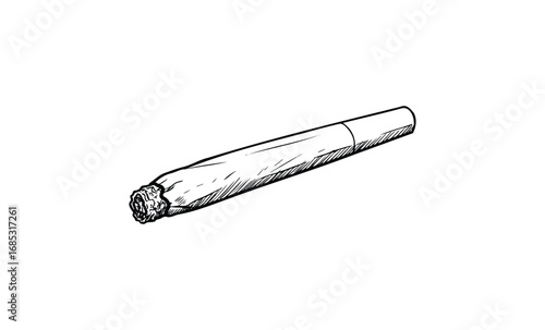 Hand-drawn sketch of a rolled cigarette. Vector retro hand drawn illustration