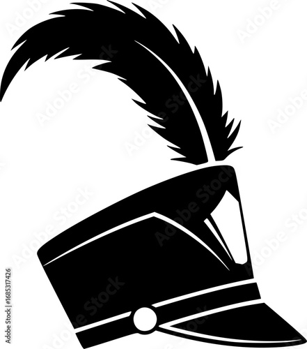 Marching band hat silhouette, Marching band hat svg, Marching band svg, Marching band silhouette, Hat svg, Hat silhouette, Color guard svg, Marching band hat vector.