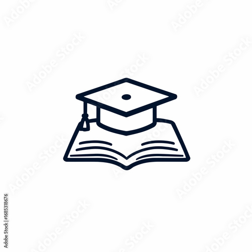 An academic icon of success with a graduation cap and diploma, representing a student's educational achievement