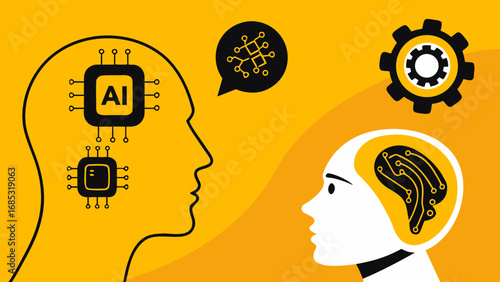 Artificial intelligence ai machine learning deep learning technology concept illustration