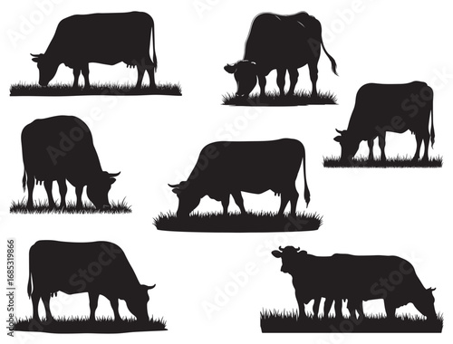 COW GRAZING GRASS SILHOUETTE