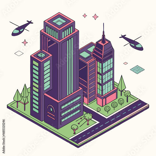 Futuristic technology isometric city generated by ai 