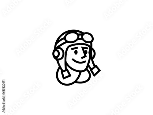 Smiling Aviator Ready for Adventure with Goggles and Classic Pilot Gear, Vector Icon
