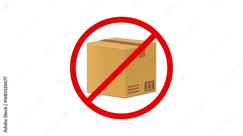 Loading Prohibited Carton box loading prohibited sign animation on green screen background ...