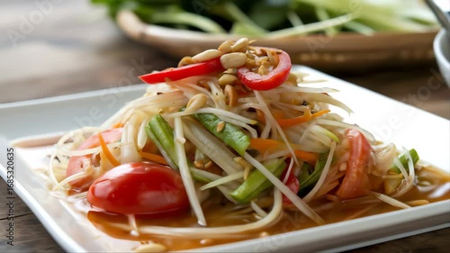 close up of Thai papaya salad