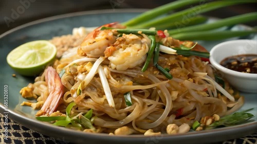 stir fried noodles with shrimp and vegetables, Pad Thai
