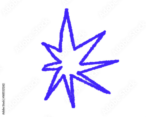 Abstract Blue Star Shape on White Background bright isolated on a transparent background