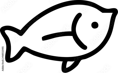 Minimalist Fish Line Art Icon.