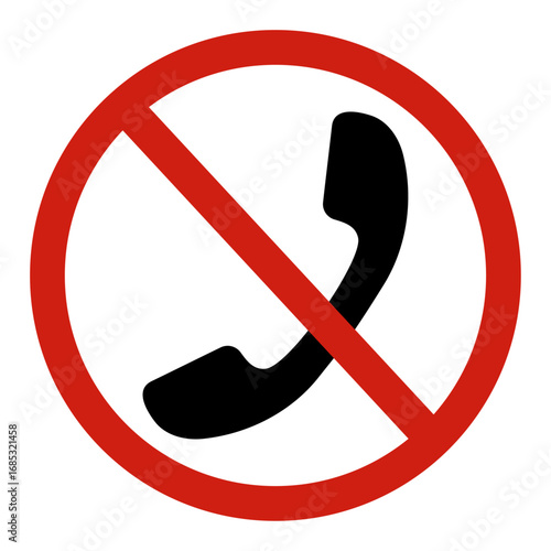 No Phone Call Icon – Red Prohibition Sign with Handset Symbol